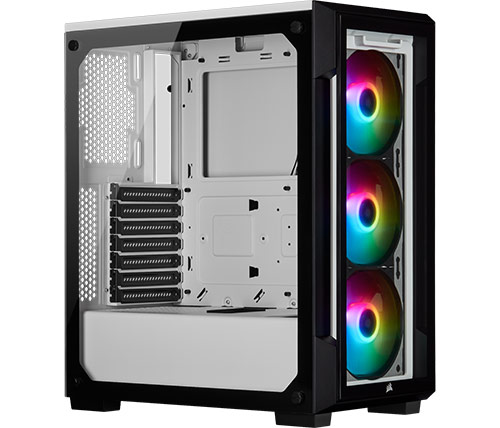מארז מחשב Corsair iCUE 220T RGB Tempered Glass בצבע לבן ושחור