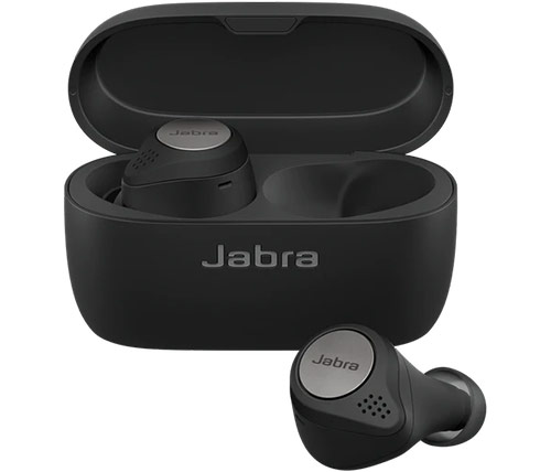 אוזניות ספורט אלחוטיות Jabra Elite Active 75T Bluetooth בצבע שחור עם מיקרופון הכוללות כיסוי טעינה