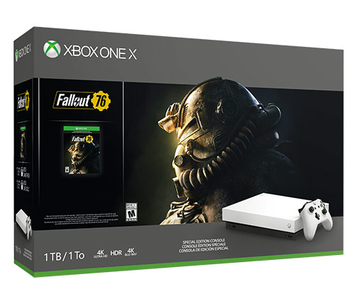 קונסולה Microsoft Xbox One X 1TB בצבע לבן הכוללת משחק Fallout 76 אחריות היבואן הרשמי