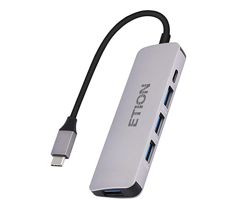 מפצל ETION USB מחיבור USB Type C לארבע כניסות USB3.0 וכניסת USB Type C