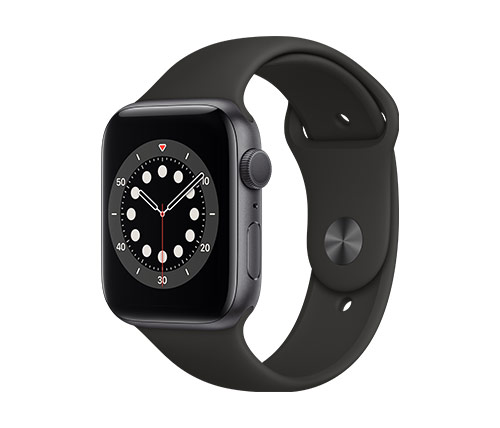 שעון חכם אפל Apple Watch Series 6 GPS 44mm בצבע Space Gray Aluminum Case עם רצועת ספורט שחורה