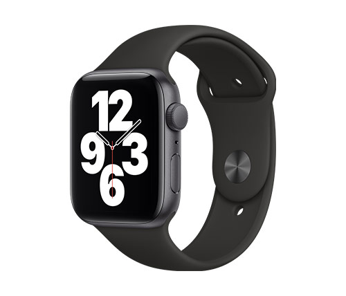 שעון חכם אפל Apple Watch SE GPS 44mm בצבע אפור חלל עם רצועת ספורט שחורה