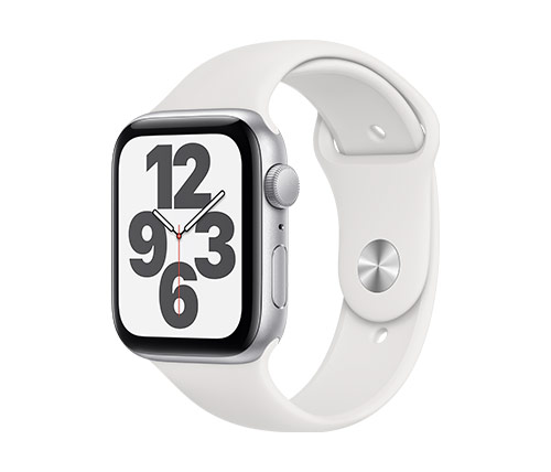 שעון חכם אפל Apple Watch SE GPS 44mm בצבע כסוף עם רצועת ספורט לבנה