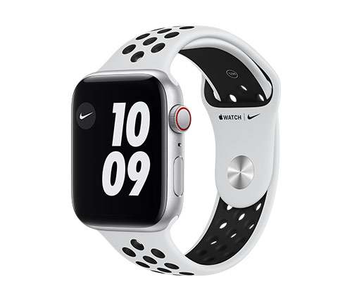 שעון חכם אפל Apple Watch Nike SE GPS + Cellular 44mm בצבע Silver Aluminium Case עם רצועת ספורט Pure Platinum / Black