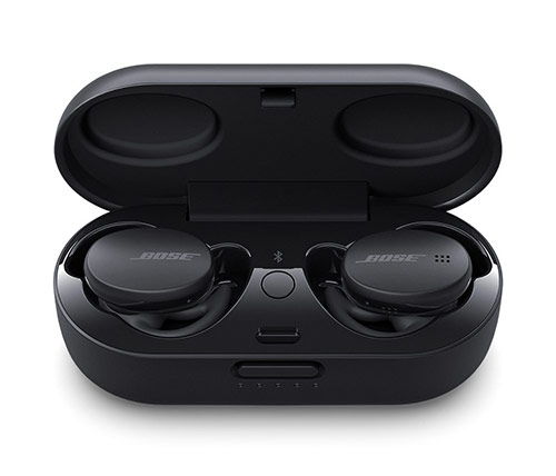 אוזניות ספורט אלחוטיות Bose Sport Earbuds Bluetooth עם מיקרופון בצבע שחור הכוללות כיסוי טעינה