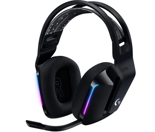 אוזניות גיימינג אלחוטיות Logitech G733 Lightspeed Wireless RGB בצבע שחור