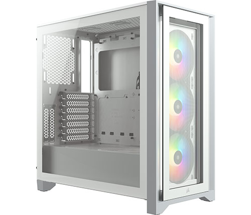מארז מחשב Corsair iCUE 4000X RGB Tempered Glass בצבע לבן