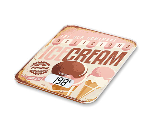משקל מטבח דיגיטלי לאוכל  Beurer KS19 עד 5 ק"ג, מעוצב - גלידה