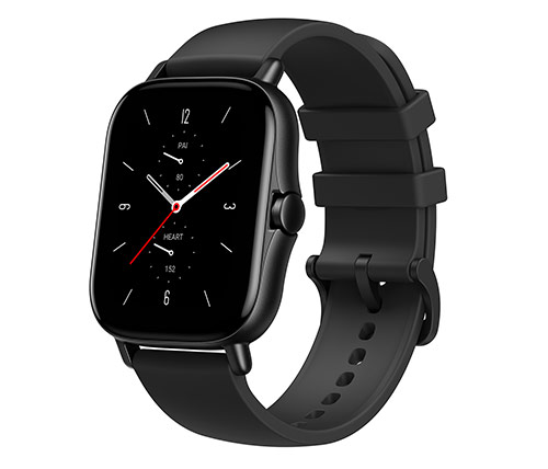 שעון חכם Amazfit GTS 2 בצבע שחור עם רצועה שחורה, אחריות היבואן הרשמי