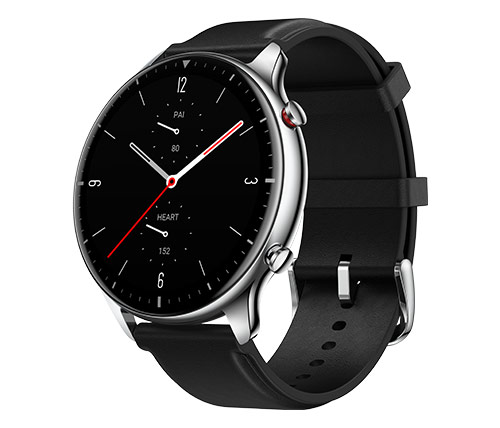 שעון Amazfit GTR 2 46.4mm בצבע כסוף עם רצועת עור שחורה אחריות היבואן הרשמי