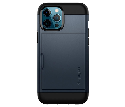כיסוי לטלפון Spigen Slim Armor CS iPhone 12 Pro Max בצבע Metal Slate הכולל מגירה לכרטיסי אשראי
