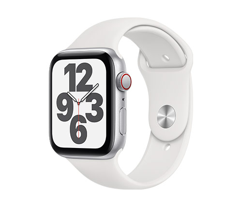 שעון חכם אפל Apple Watch SE GPS + Cellular 44mm בצבע כסוף עם רצועת ספורט לבנה