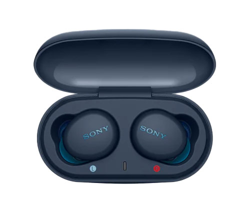 אוזניות אלחוטיות Sony WF-XB700 Bluetooth עם מיקרופון בצבע כחול הכוללות כיסוי טעינה אחריות היבואן הרשמי
