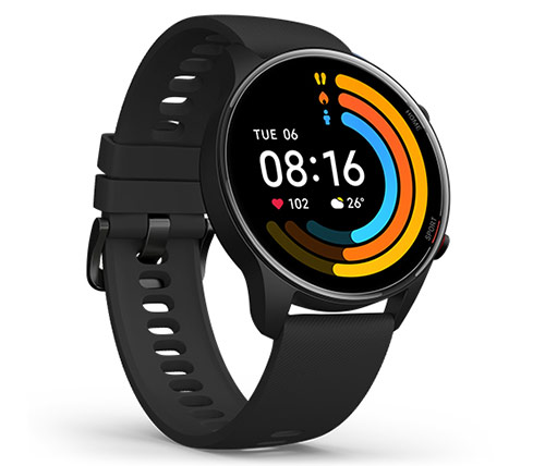 שעון חכם Xiaomi Mi Watch בצבע שחור עם רצועה שחורה אחריות היבואן הרשמי 