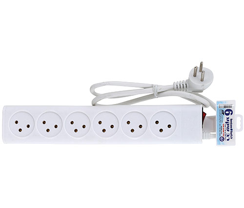 מפצל חשמל 6 שקעים כולל מפסק וכבל באורך כ- 1 מטר Semicom
