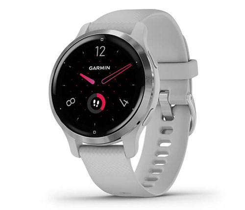 שעון חכם Garmin Venu 2S בצבע כסוף עם רצועה אפורה אחריות היבואן הרשמי