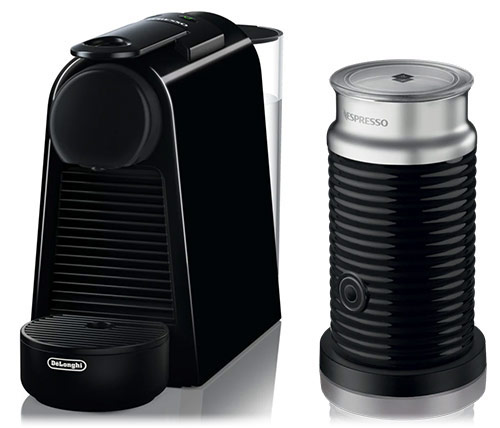 מכונת קפה נספרסו Nespresso Delonghi Essenza Mini EN85.BAE כוללת מקציף חלב Aeroccino 3, בצבע שחור