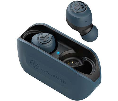 אוזניות אלחוטיות Bluetooth עם מיקרופון JLab JBuds Go Air True Wireless בצבע כחול הכוללות כיסוי טעינה