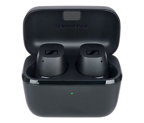 אוזניות אלחוטיות Bluetooth עם מיקרופון Sennheiser CX True Wireless בצבע שחור הכוללות כיסוי טעינה