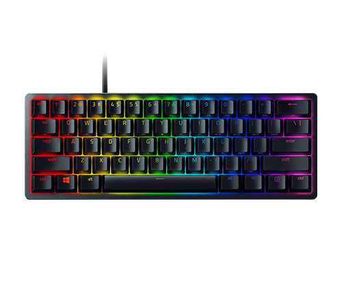 מקלדת גיימינג מכנית רייזר Razer Huntsman Mini Clicky Optical Purple Switch כולל תאורת לד, עברית אנגלית