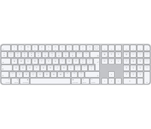 מקלדת אלחוטית Apple Magic Keyboard With Touch ID And Numeric Keypad Bluetooth בצבע כסוף ולבן, עברית אנגלית