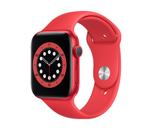 שעון חכם אפל Apple Watch Series 6 GPS 44mm בצבע Red Aluminium Case עם רצועת ספורט אדומה