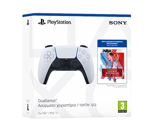 בקר אלחוטי Sony PlayStation 5 DualSense Wireless Controller בצבע לבן, כולל תוסף למשחק NBA 2K22