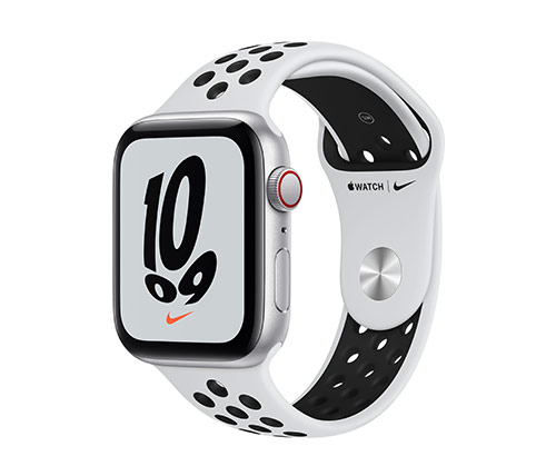 שעון חכם אפל Apple Watch Nike SE GPS + Cellular 44mm בצבע בצבע Silver Aluminium Case עם רצועת Pure Platinum/Black Nike Sport Band