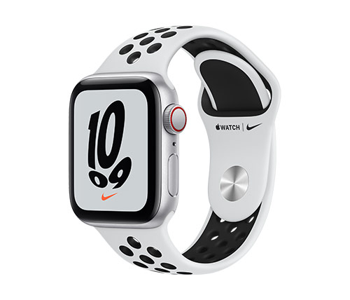 שעון חכם אפל Apple Watch Nike SE GPS + Cellular 40mm בצבע בצבע Silver Aluminium Case עם רצועת Pure Platinum/Black Nike Sport Band
