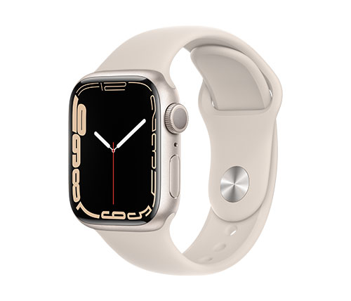 שעון חכם אפל Apple Watch Series 7 GPS 41mm בצבע Starlight Aluminium Case עם Starlight Sport Band