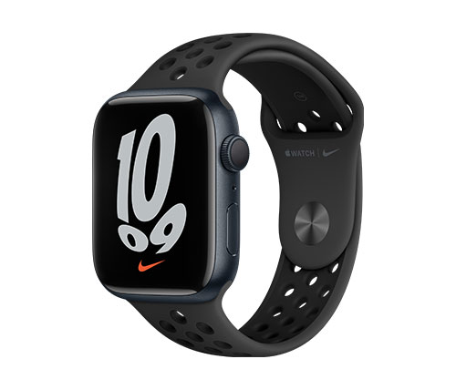שעון חכם אפל Apple Watch Nike Series 7 GPS 45mm בצבע Midnight Aluminium Case עם Anthracite/Black Nike Sport Band