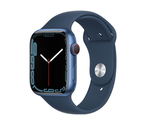 שעון חכם אפל Apple Watch Series 7 GPS + Cellular 45mm בצבע Blue Aluminium Case עם Abyss Blue Sport Band