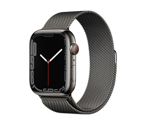 שעון חכם אפל Apple Watch Series 7 GPS + Cellular 45mm בצבע Graphite Stainless Steel Case עם Graphite Milanese Loop