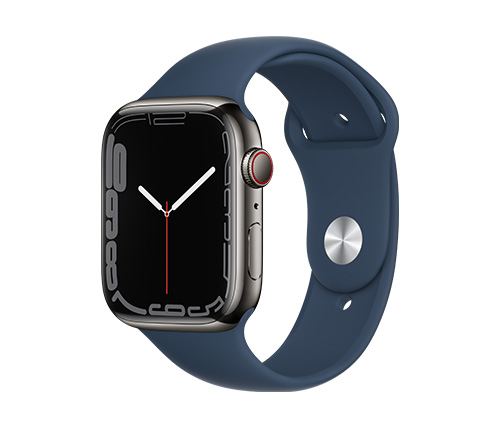 שעון חכם אפל Apple Watch Series 7 GPS + Cellular 45mm בצבע Graphite Stainless Steel Case עם Abyss Blue Sport Band 