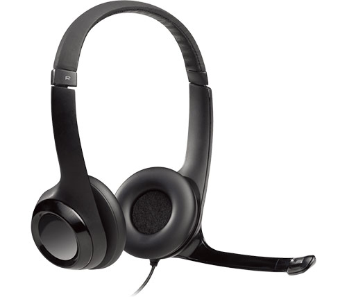 אוזניות Logitech USB Headset H390 עם מיקרופון בצבע שחור