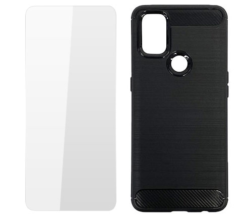 כיסוי ומגן מסך לטלפון OnePlus Nord N10 בצבע שחור