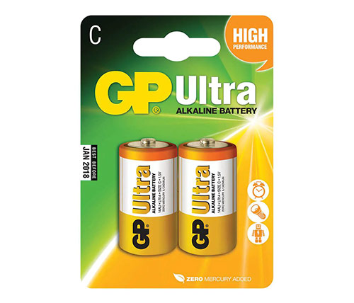 2 סוללות לא נטענות GP Ultra Alkaline C 