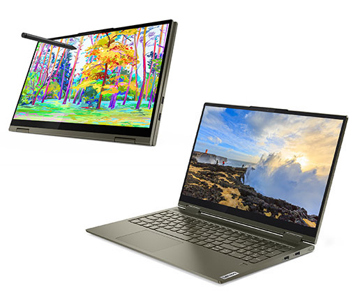 מחשב נייד עם מסך מגע "15.6 Lenovo Yoga 7 82BJ0044IV i5-1135G7 בצבע Dark Moss, כונן 512GB SSD זכרון 16GB ומ.גרפי Intel Iris Xe