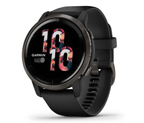 שעון חכם Garmin Venu 2 בצבע שחור עם רצועה שחורה אחריות היבואן הרשמי