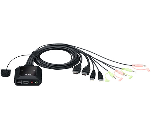 בורר 2 מחשבים Aten CS22H 2-Port USB 4K HDMI Cable KVM