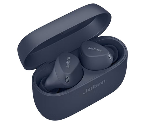 אוזניות אלחוטיות Jabra Elite 4 Active Bluetooth עם מיקרופון בצבע כחול הכוללות כיסוי טעינה