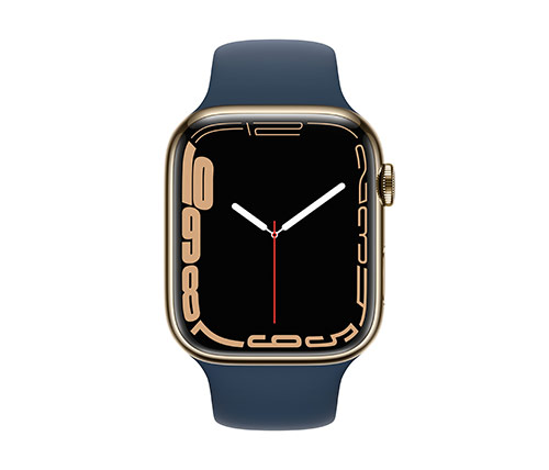 שעון חכם אפל Apple Watch Series 7 GPS + Cellular 45mm בצבע  Gold Stainless Steel עם Clover Blue Sport Band 