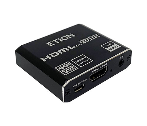 מפצל ETION HDMI הכולל כניסת HDMI ל-2 יציאות HDMI תומך 4K בתקן 2.0