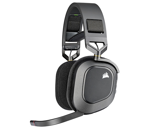 אוזניות גיימינג אלחוטיות Corsair HS80 RGB Wireless Premium Gaming בצבע שחור