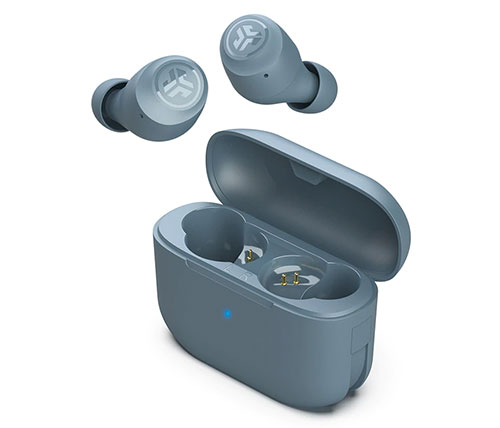 אוזניות אלחוטיות Bluetooth עם מיקרופון JLab Go Air Pop True Wireless Earbuds בצבע אפור הכוללות כיסוי טעינה