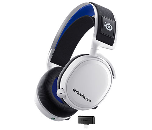אוזניות גיימינג אלחוטיות עם מיקרופון Steelseries Arctis 7P+ White בצבע לבן
