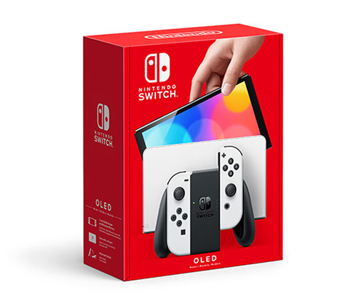 קונסולה Nintendo Switch OLED הכוללת 2 בקרים בצבע לבן בנפח 64GB
