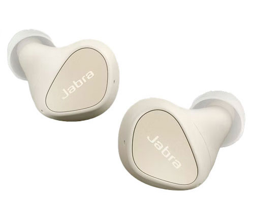 אוזניות אלחוטיות Jabra Elite 3 Bluetooth בצבע בז' עם מיקרופון הכוללות כיסוי טעינה