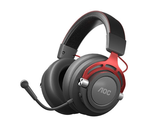 אוזניות גיימינג אלחוטיות Aoc GH401 עם מיקרופון בצבע שחור ואדום