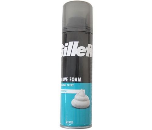 קצף גילוח Gillette Sensitive Shaving Foam 200ml - לעור רגיש